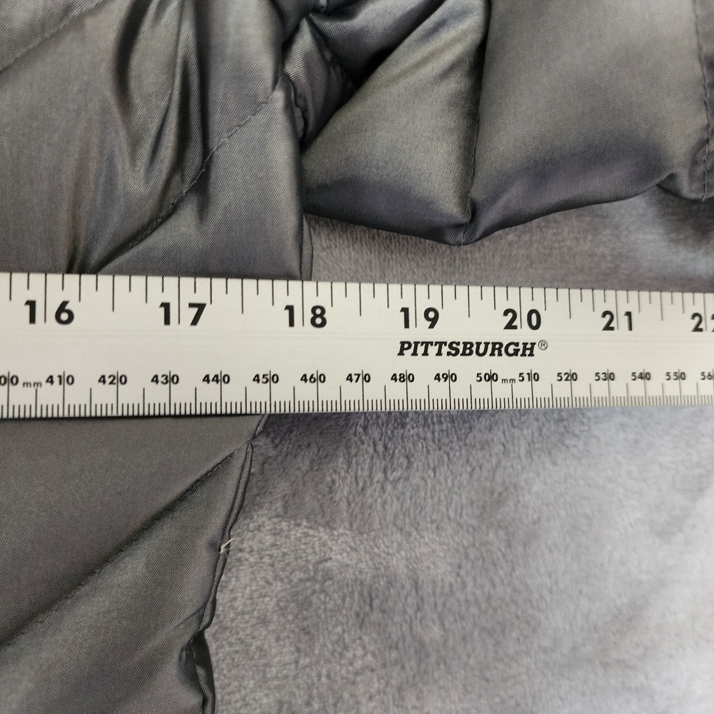 bebe Down Puffer Jacket Womens Small Rabbit Fur Collar Silver Gray Coat Y2K - Picture 7 of 11